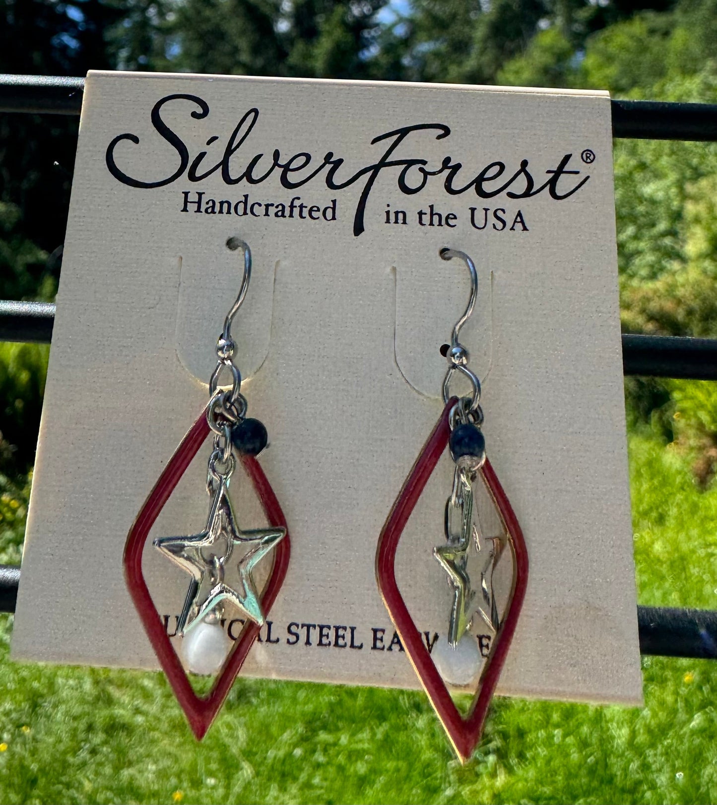 Silver Forest Star Earrings