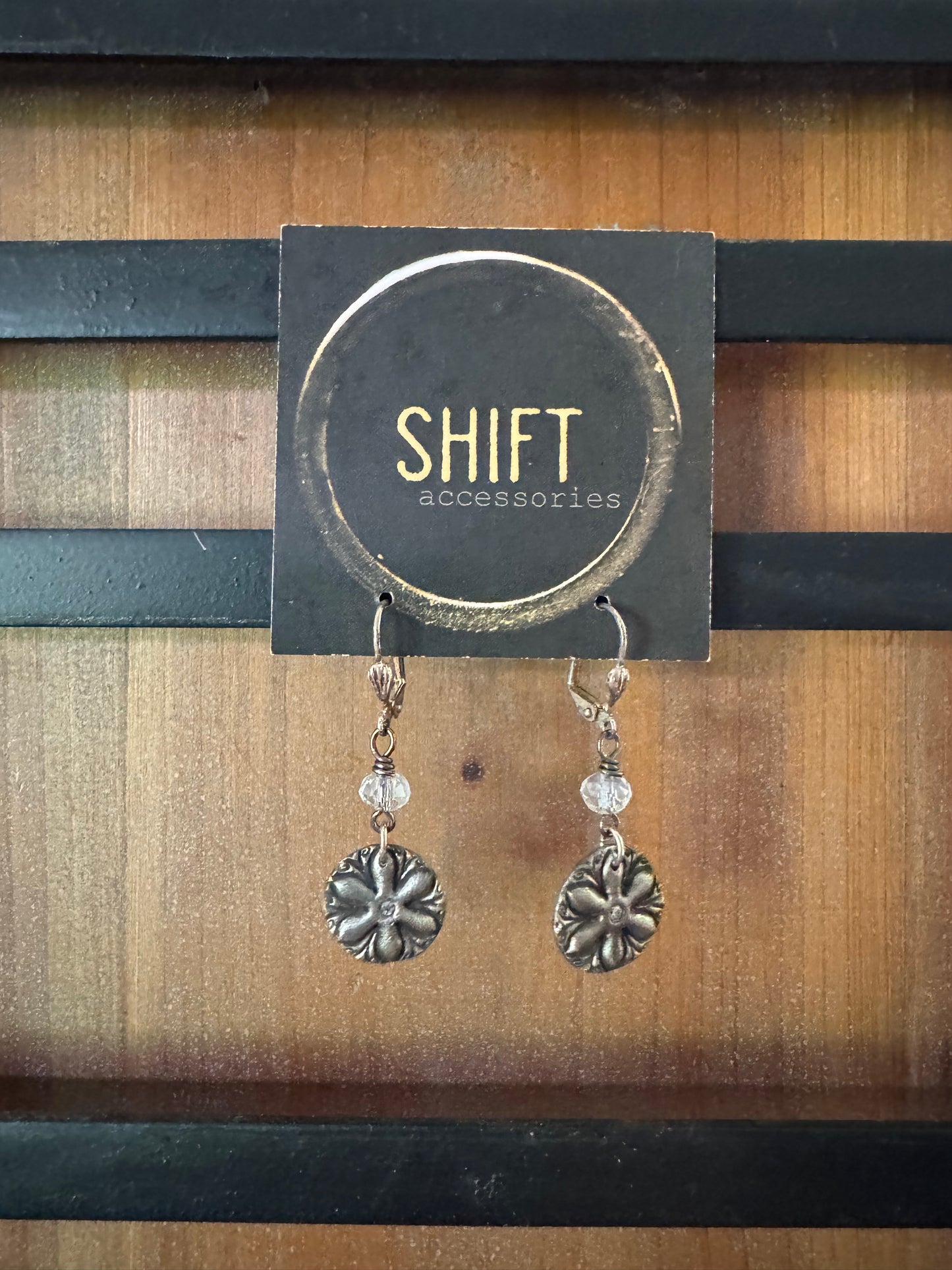 Earrings- Shift Accessories - Steel Floral -Deborah Funches