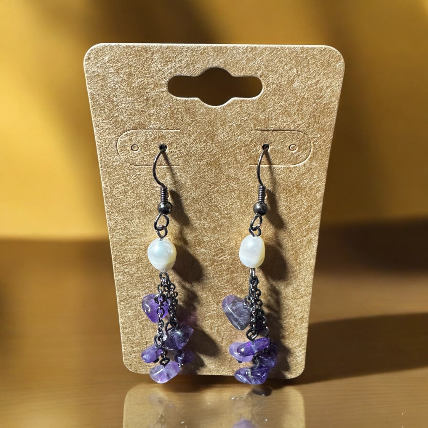 Earrings - Mystical Amethyst and Moonstone Drop Earrings
