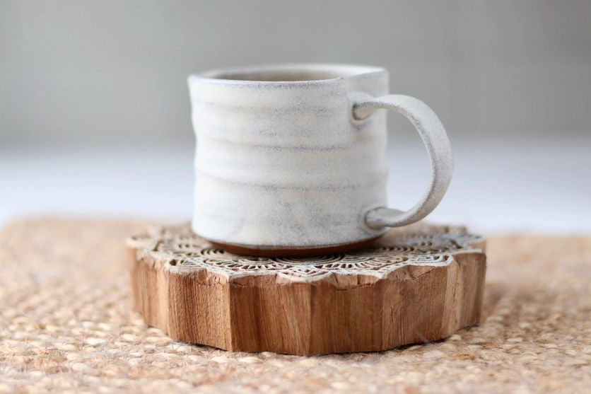 Heart Mug - Handmade Pottery - Cream