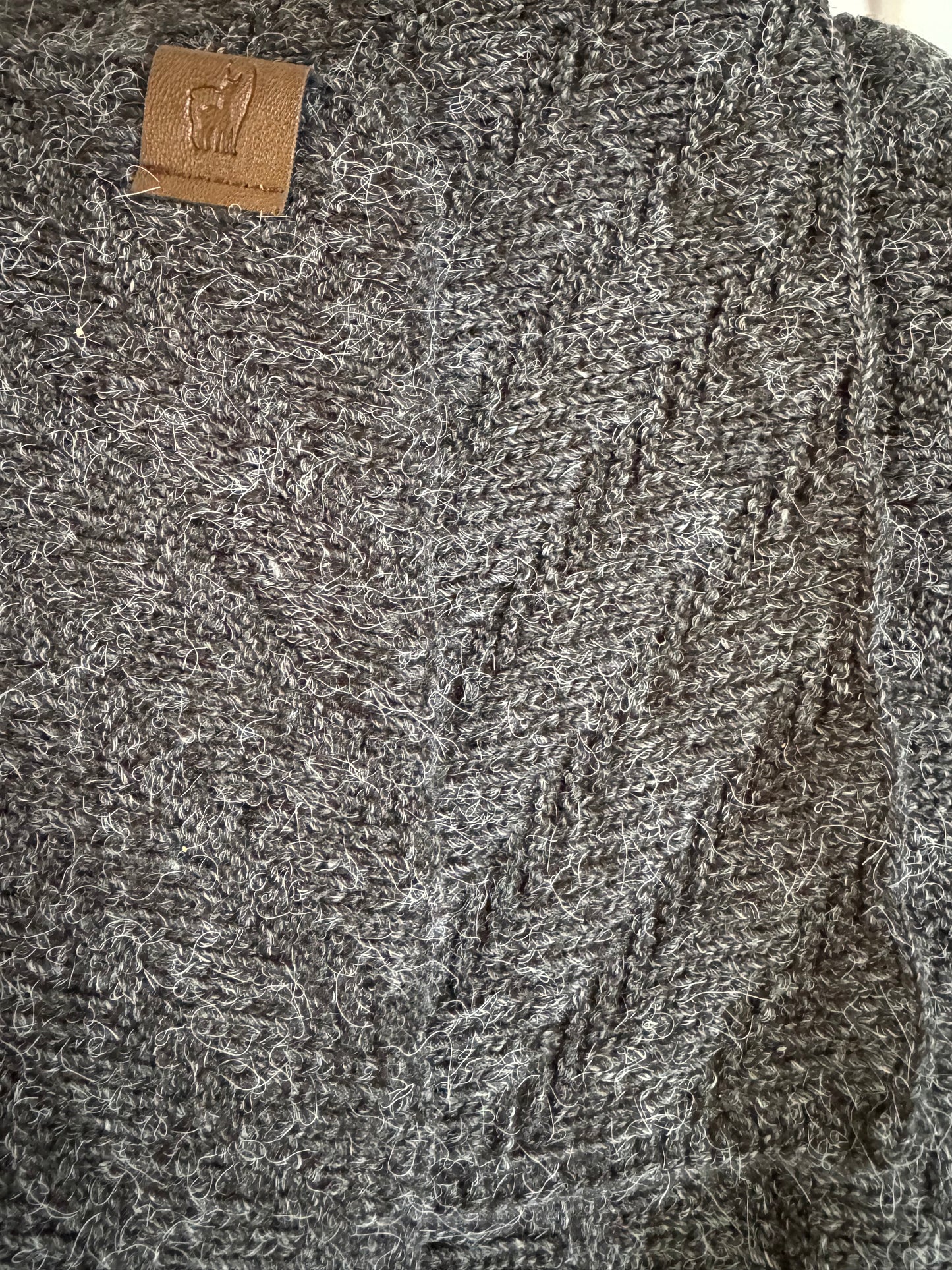 Alpaca - Herringbone 100% Alpaca Scarf Knit Unisex - Dark Grey