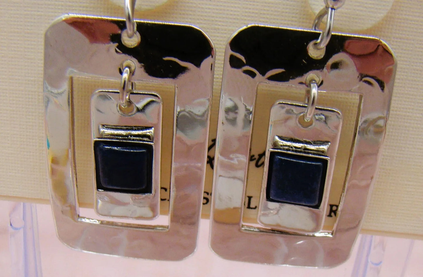 Silver Forest SilverTone Rectangles Blue