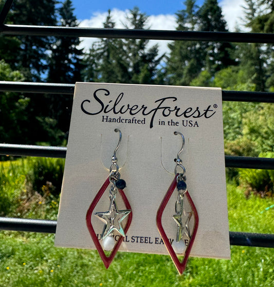 Silver Forest Star Earrings