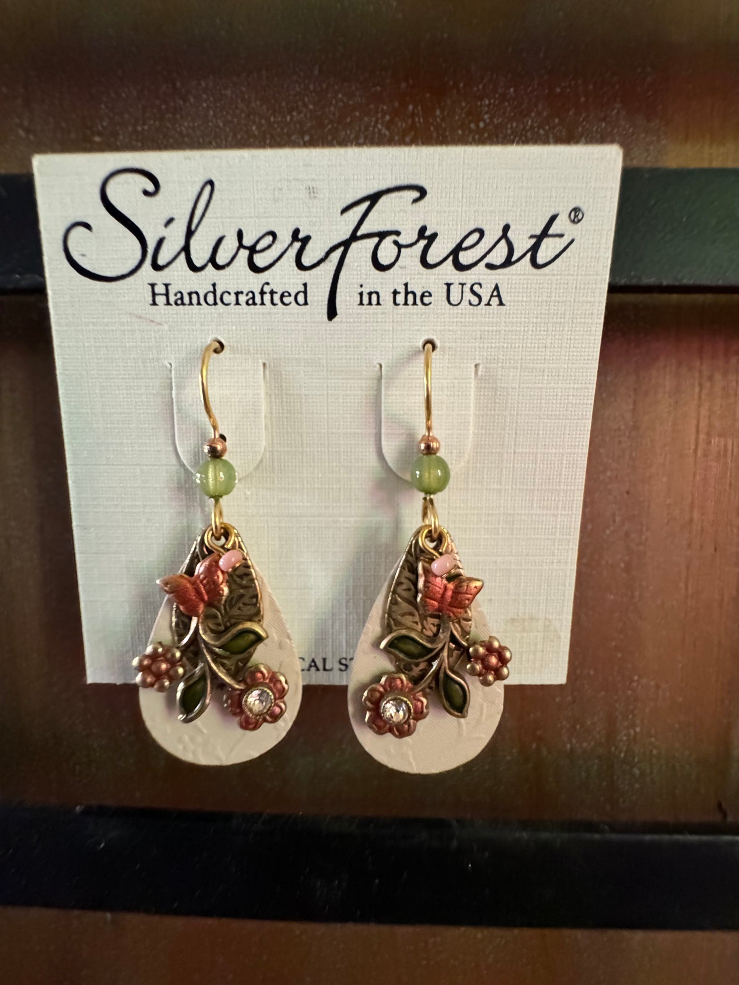 Silver Forest Flower Bee Sparkle Earrings