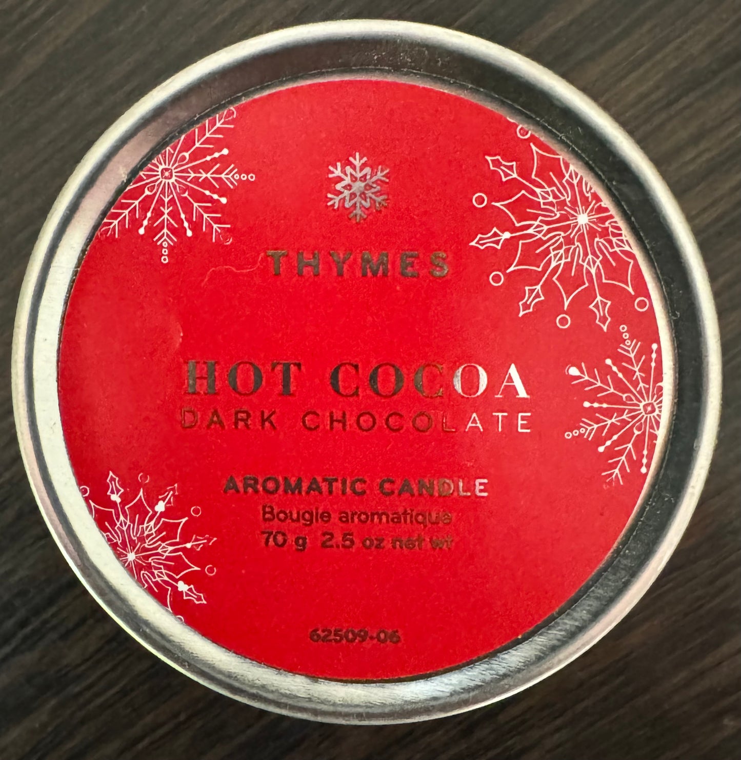 Thymes Aromatic Candle (Travel Tin) - Hot Cocoa Dark Chocolate