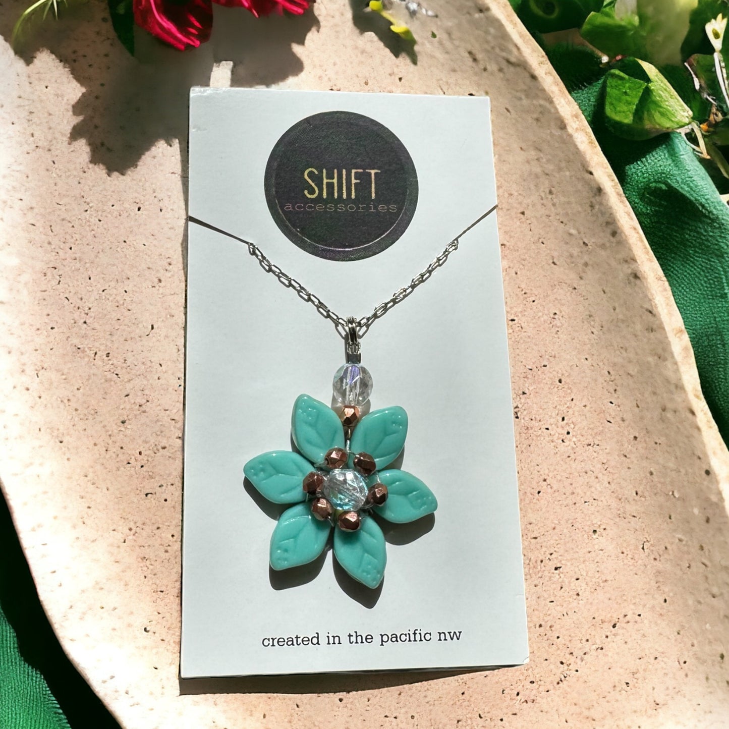 Necklace - Shift Accessories Pendant - Czech Glass Flower - Deborah Funches