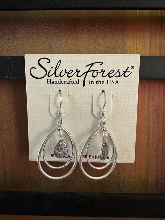 Silver Forest Double Teardrop Loops Earrings