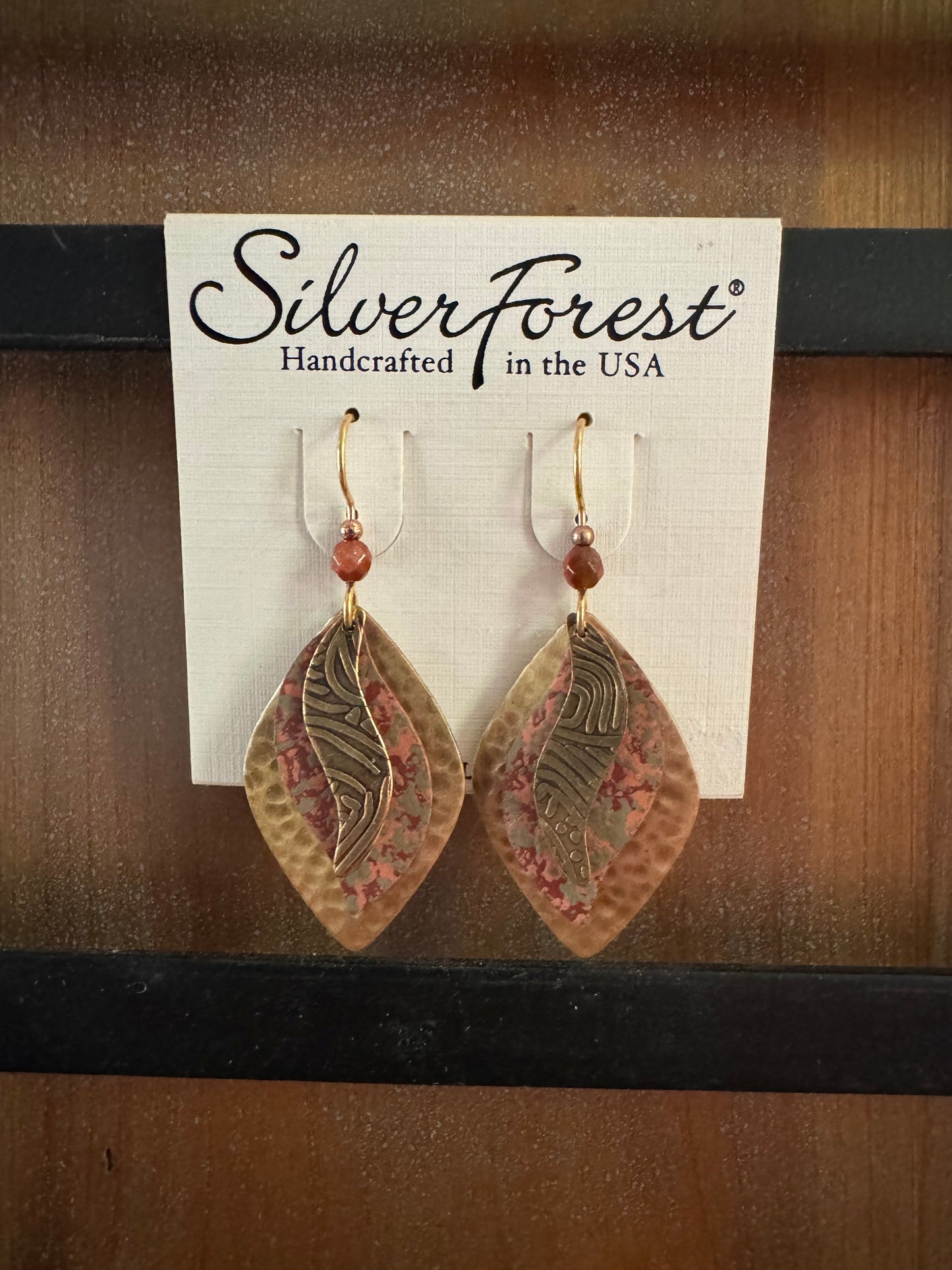 Silver Forest Hammered Copper Leaf Dangle Earrings