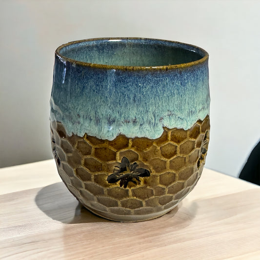 Bee Tumbler - Handmade Pottery - Stemless Wine Glass