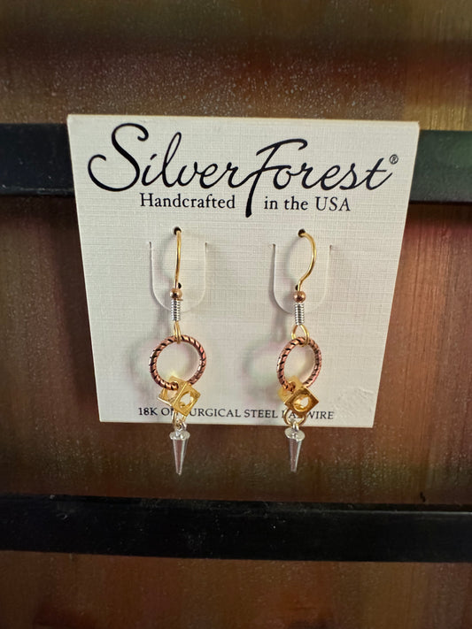 Silver Forest Geo Loop Earrings