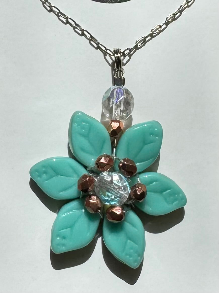 Necklace - Shift Accessories Pendant - Czech Glass Flower - Deborah Funches