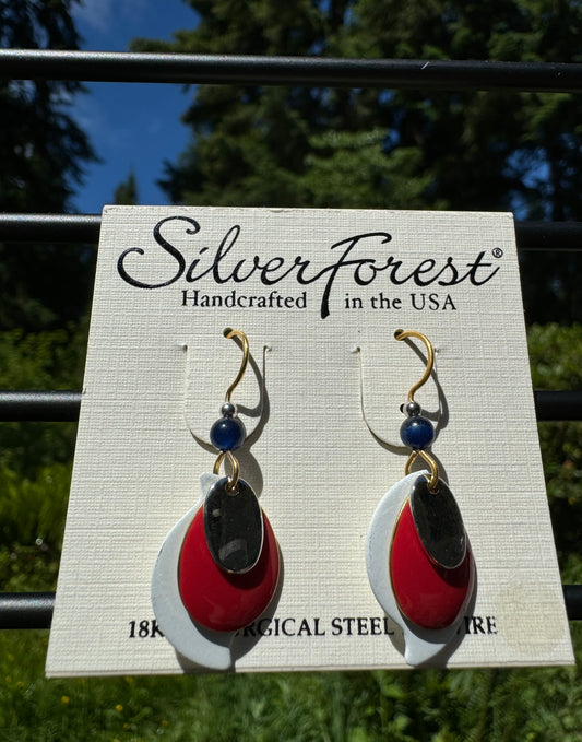 Silver Forest 4th of July layered Dangle