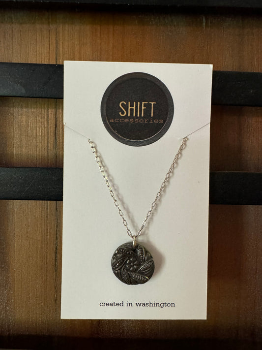 Necklace - Shift Accessories Pendant - Steel Floral Shine -Deborah Funches