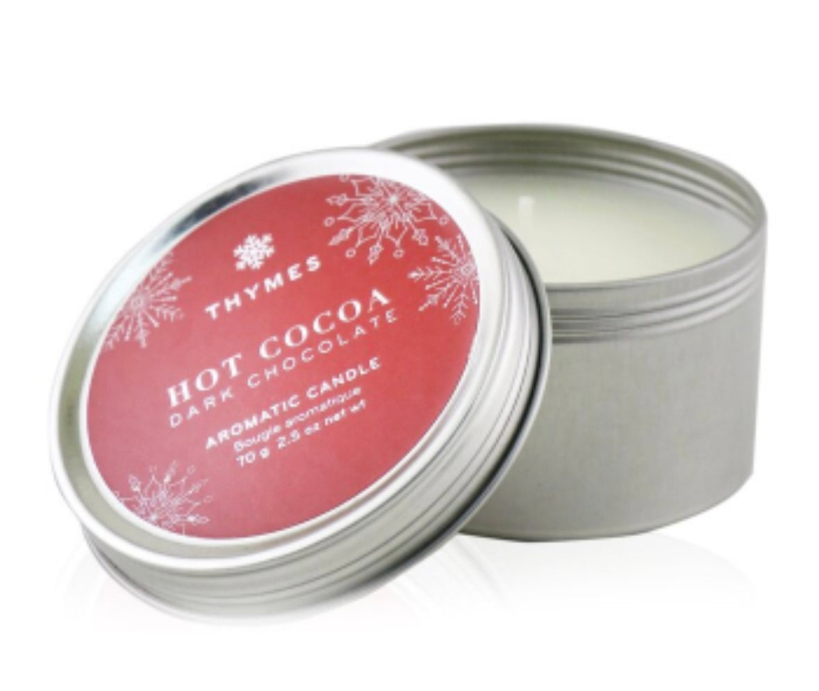 Thymes Aromatic Candle (Travel Tin) - Hot Cocoa Dark Chocolate