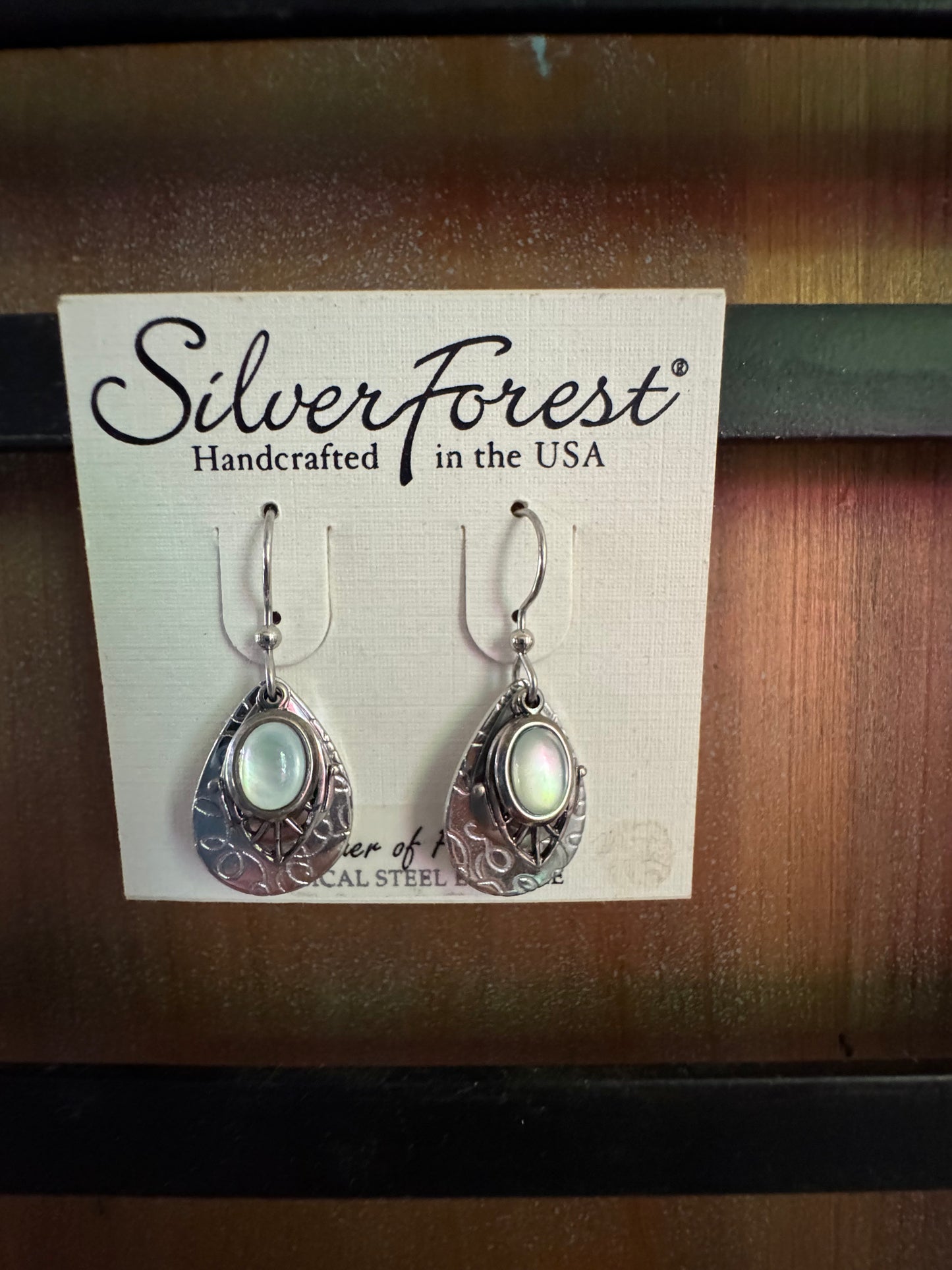 Silver Forest Mother of Pearl Layer Earrings