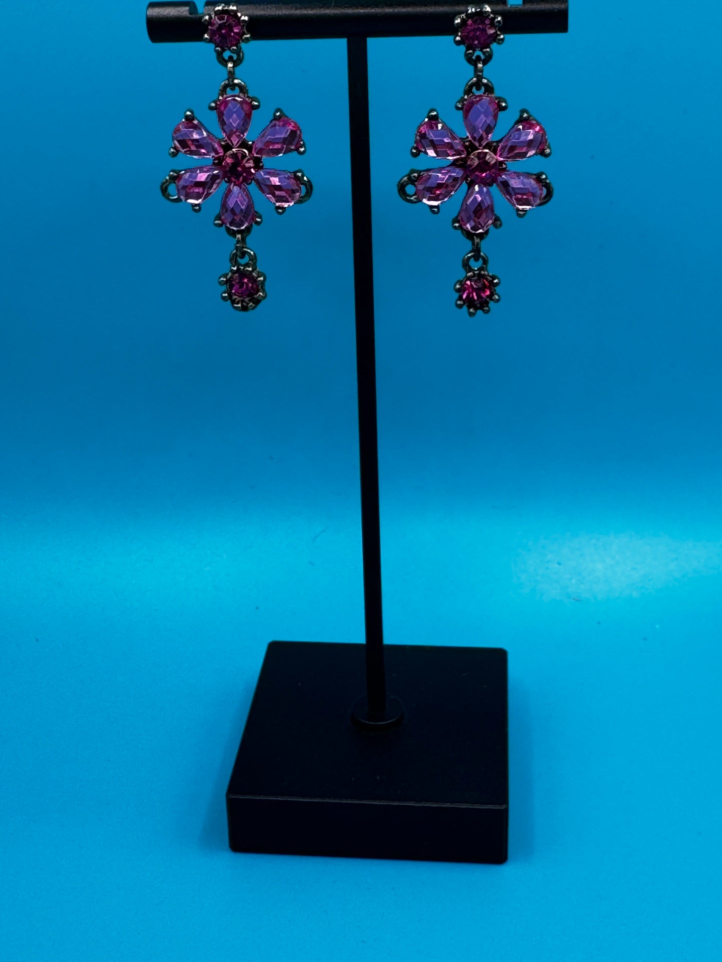 Earrings - Pink Floral Drop