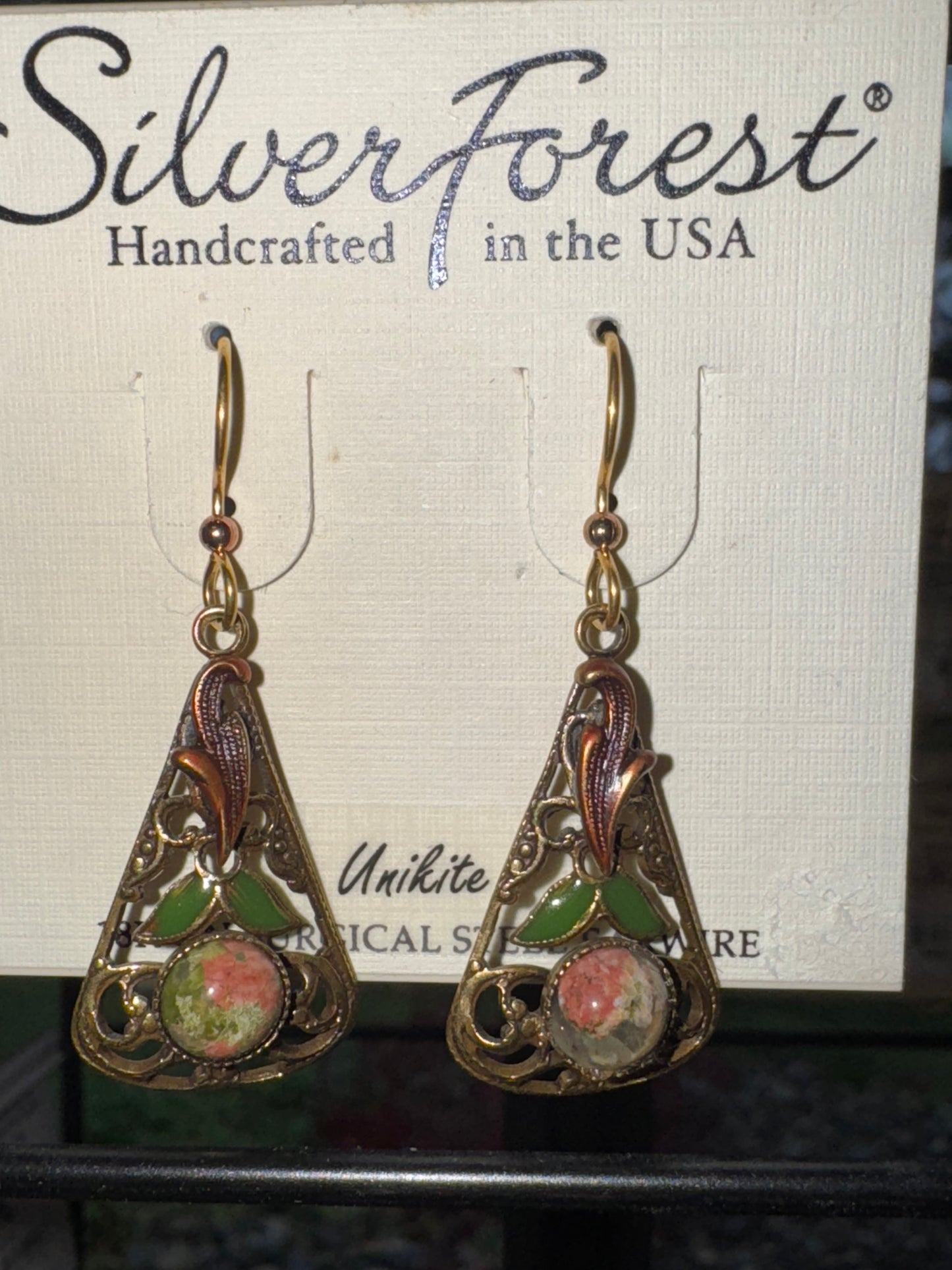SILVER FOREST SOFT FLARE WITH UNAKITE EARRINGS