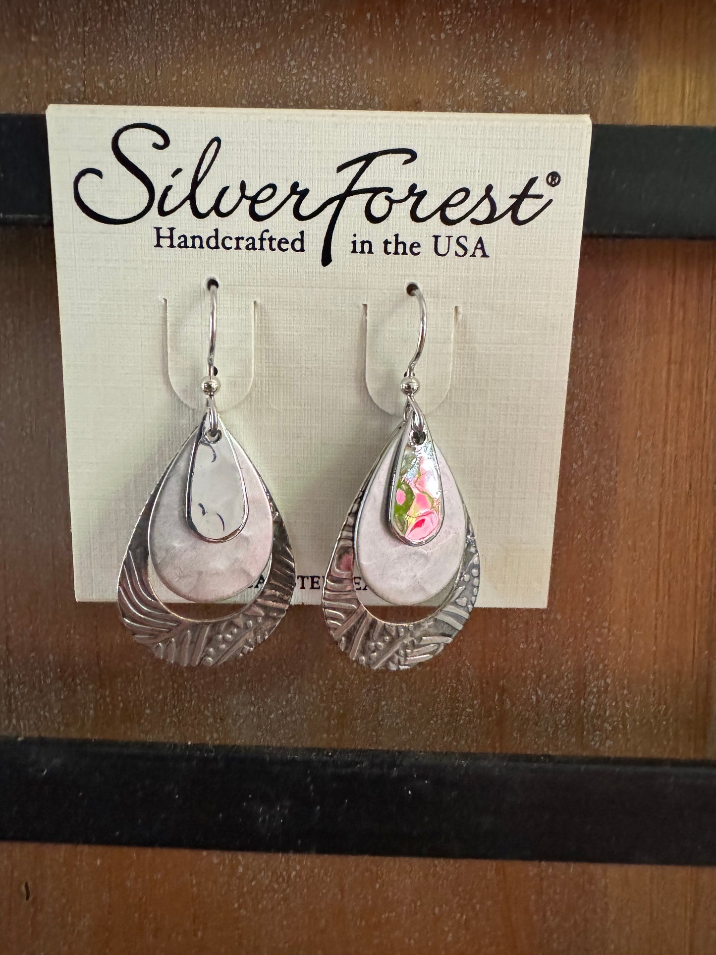 Silver Forest Textured Silver Layer Earrings