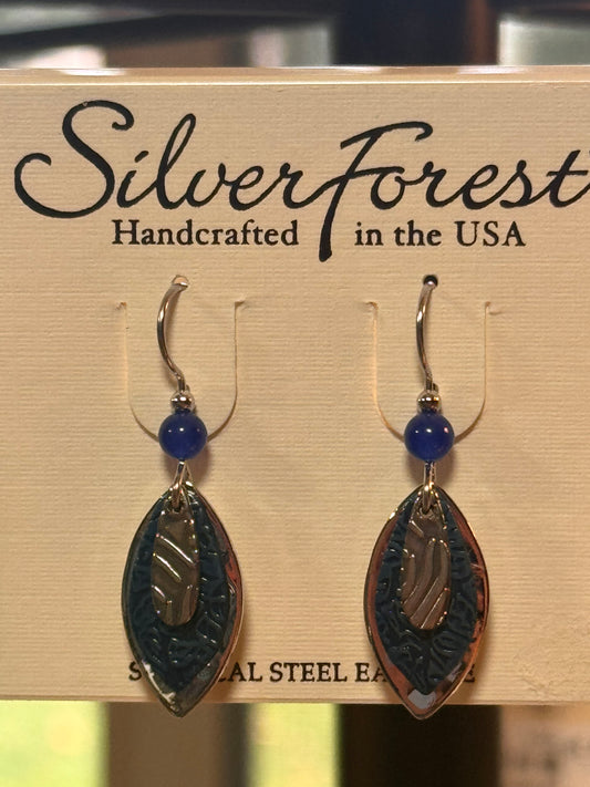 Silver Forest Blue and Silver Layer Earrings