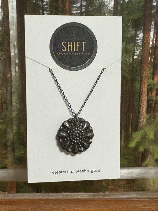 Necklace - Shift Accessories Pendant - Steel Flower -Deborah Funches