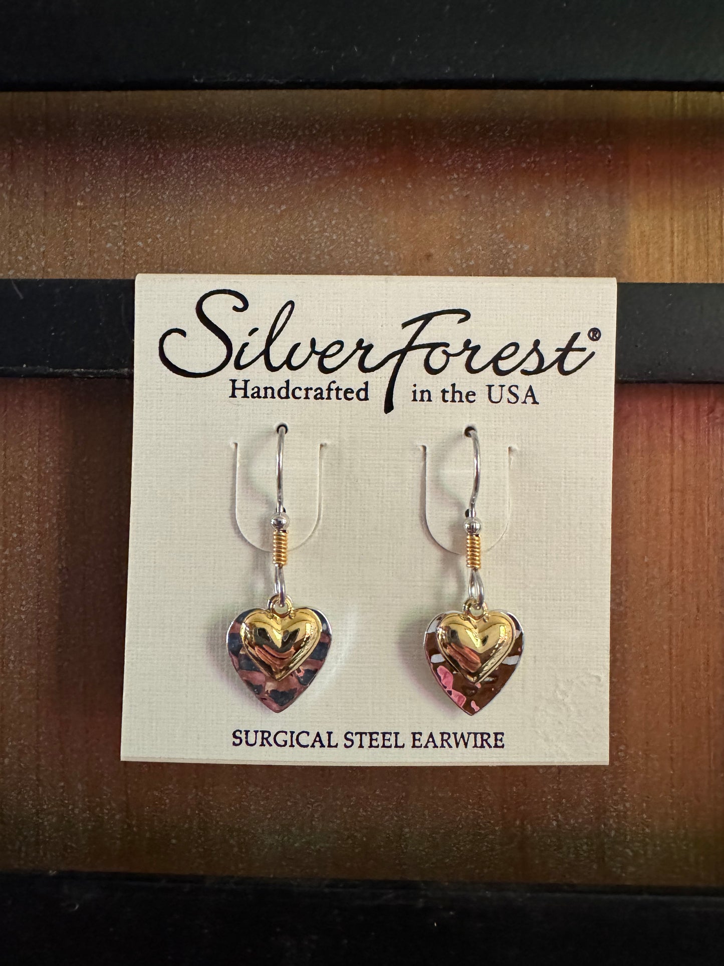 Silver Forest Layered Hearts Earrings