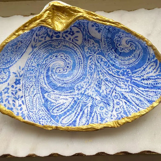 Jewelry and Trinket Dish - Blue Paisley