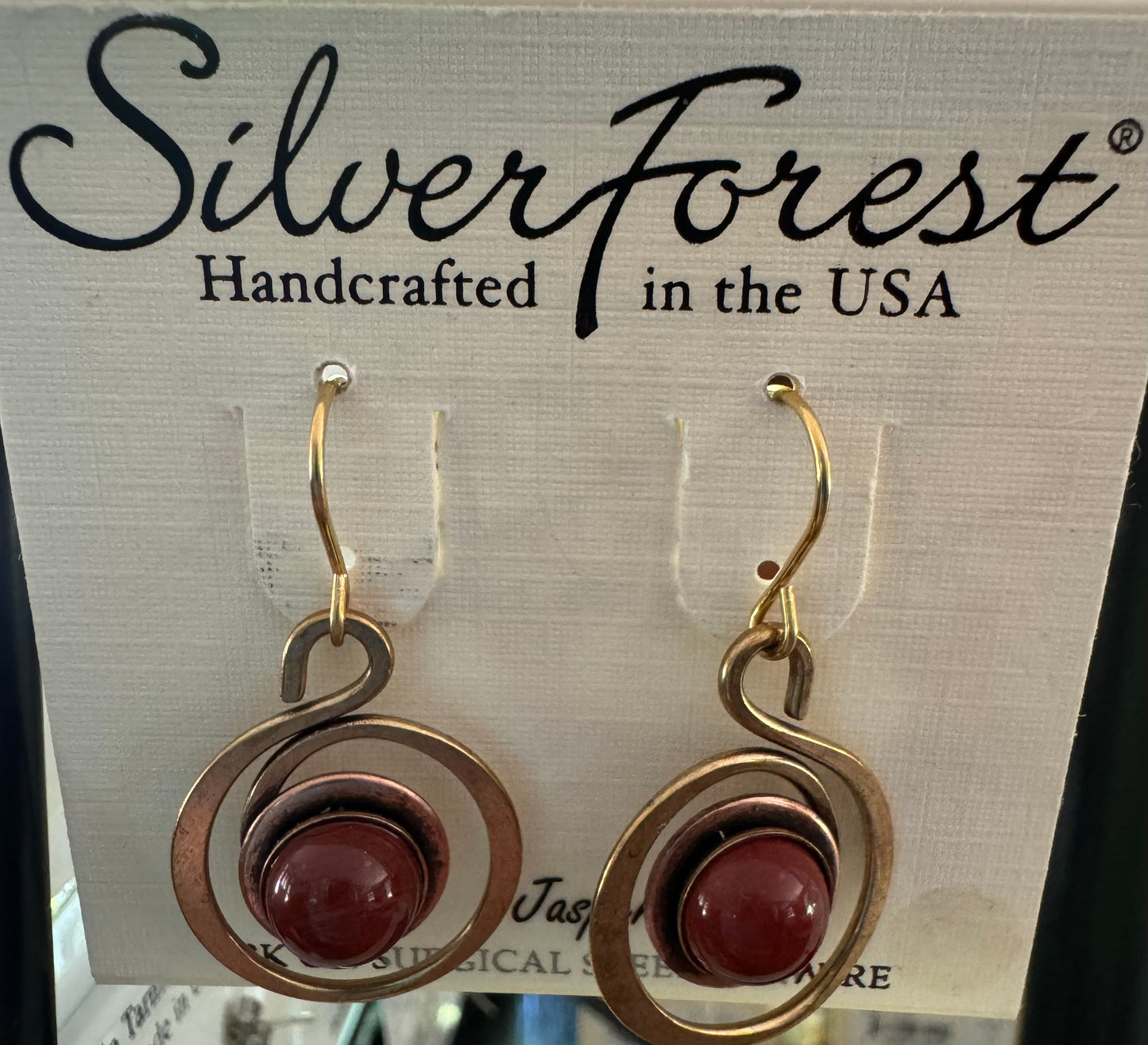 Silver Forest Jasper Swirls Earrings