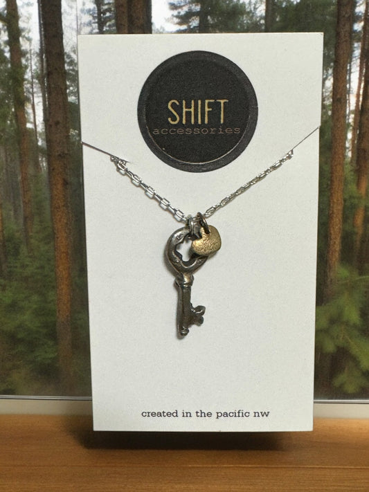 Necklace - Shift Accessories Steel Pendant - Key to my Heart- -Deborah Funches