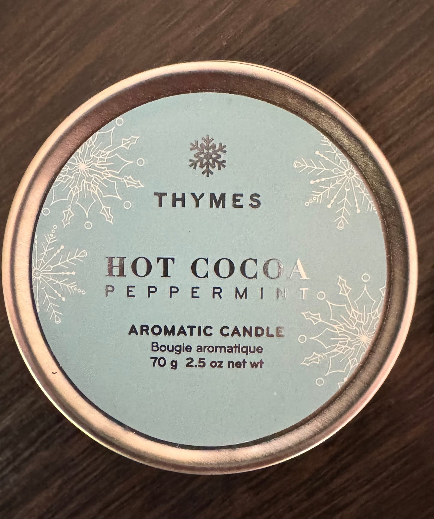 Thymes Hot Cocoa Peppermint Travel Tin Candle