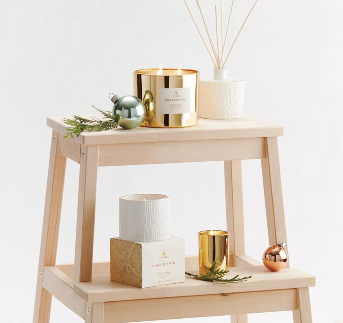 Thymes Frasier Fir Reed Diffuser - Gilded Ceramic Design