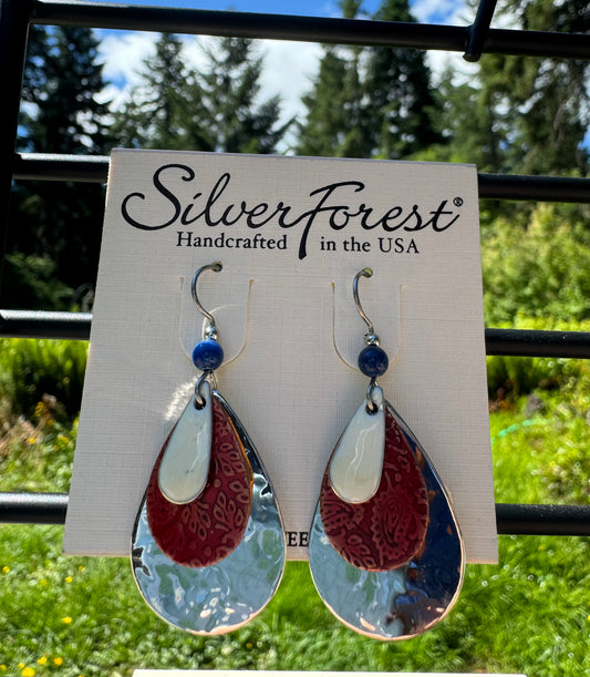 Silver Forest 4th of July Large Layered Dangle