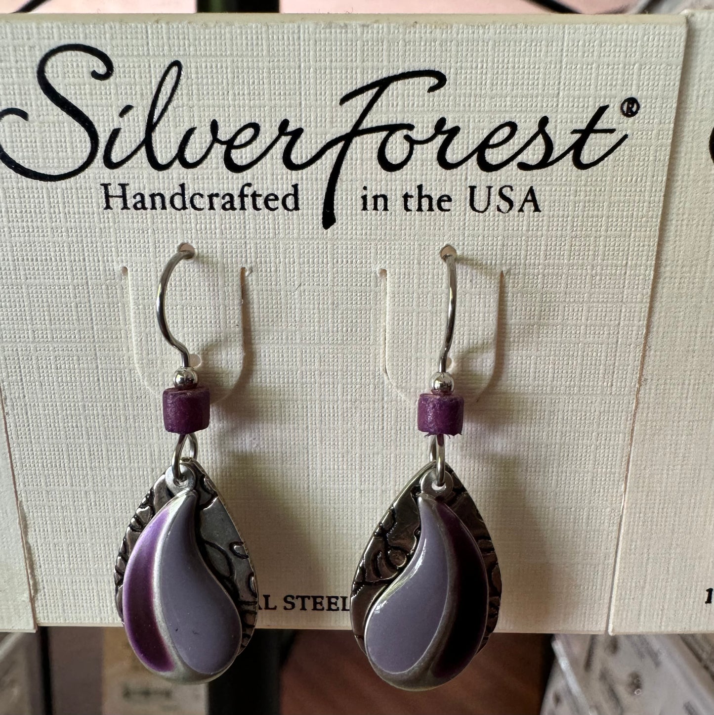 Silver Forest Lavender Wave Earrings