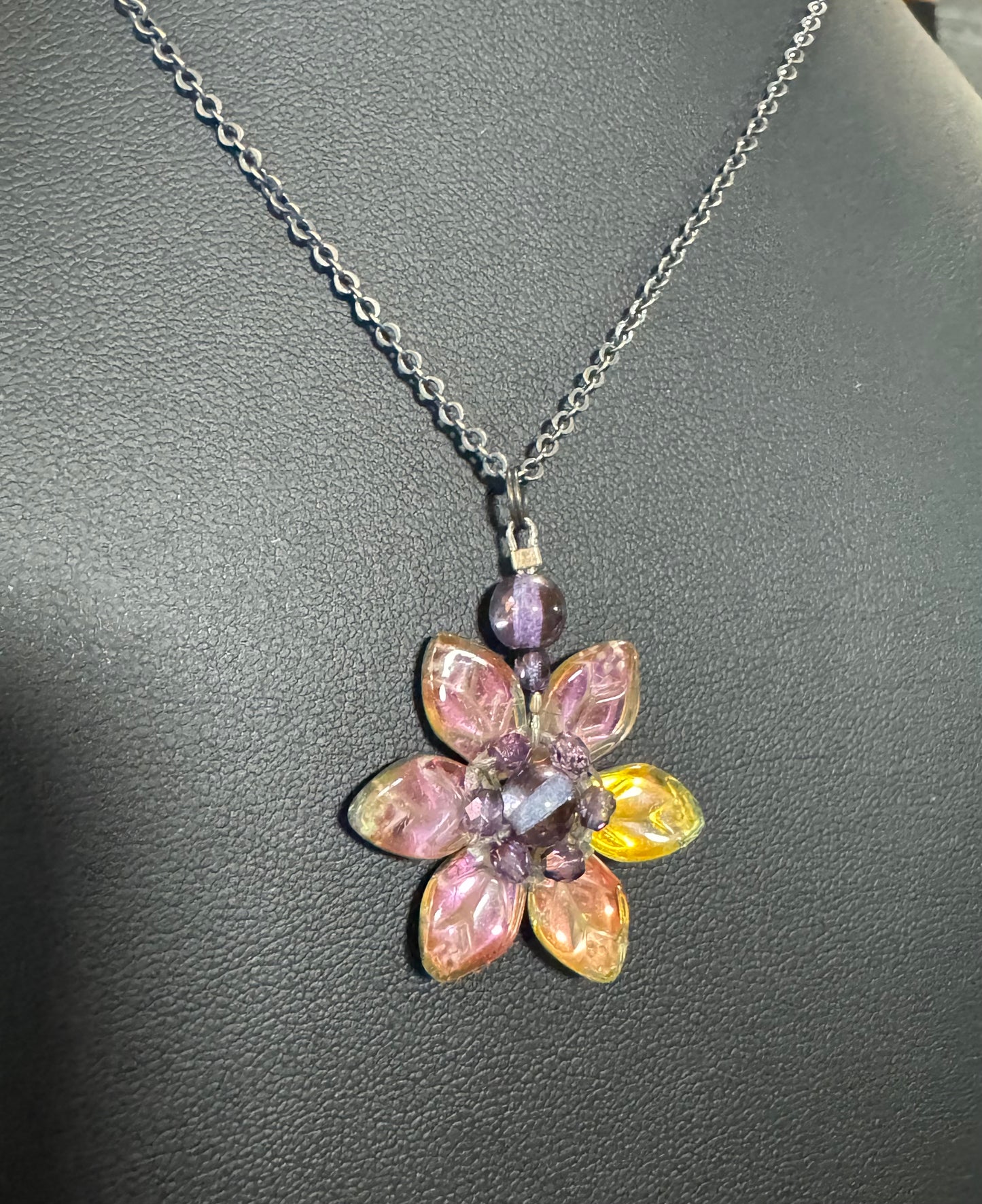 Necklace - Shift Accessories Pendant - Czech Glass Flower - Deborah Funches