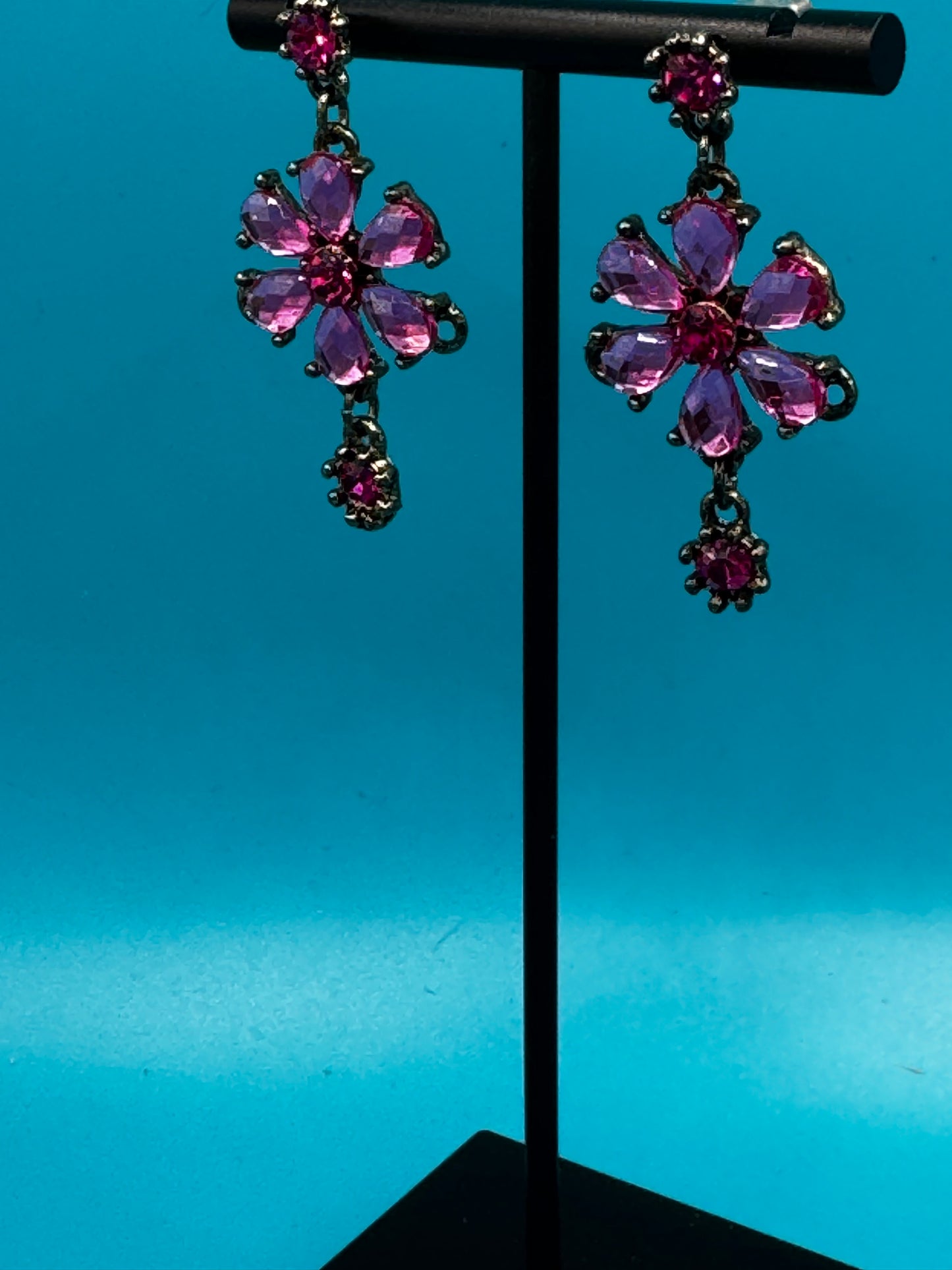 Earrings - Pink Floral Drop