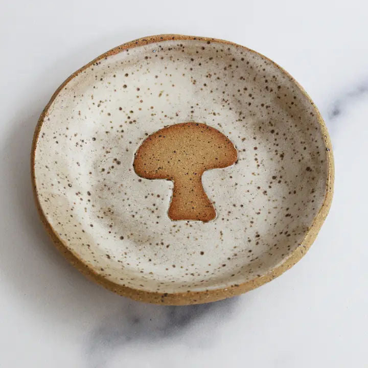 Mushroom Dish - Speckled White