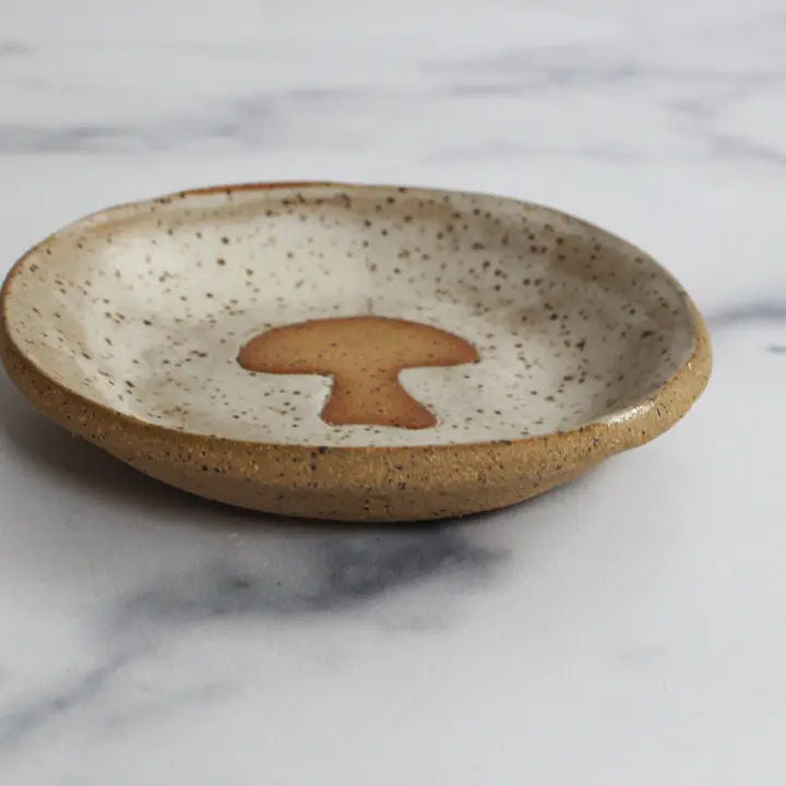 Mushroom Dish - Speckled White